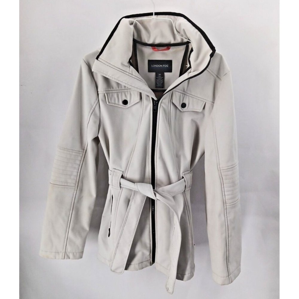 London Fog Women's Jacket Coat Size: Medium Detachable Hood Lined White